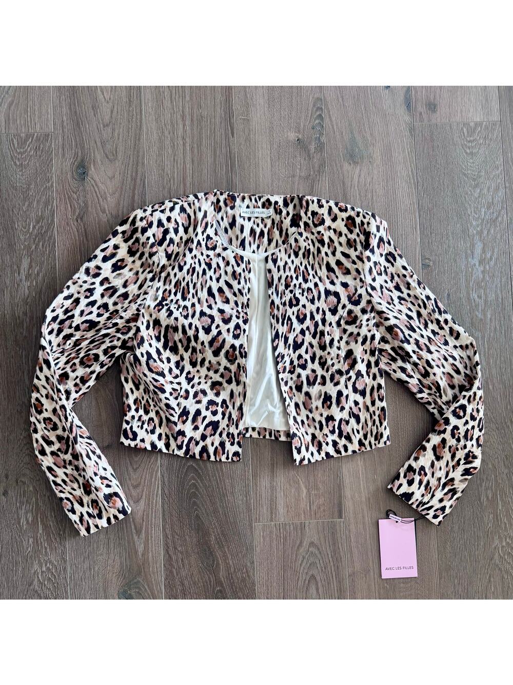 Avec les Filles Blazer Jacket Animal Leopard Cheetah Cotton Mobwife Sz 6